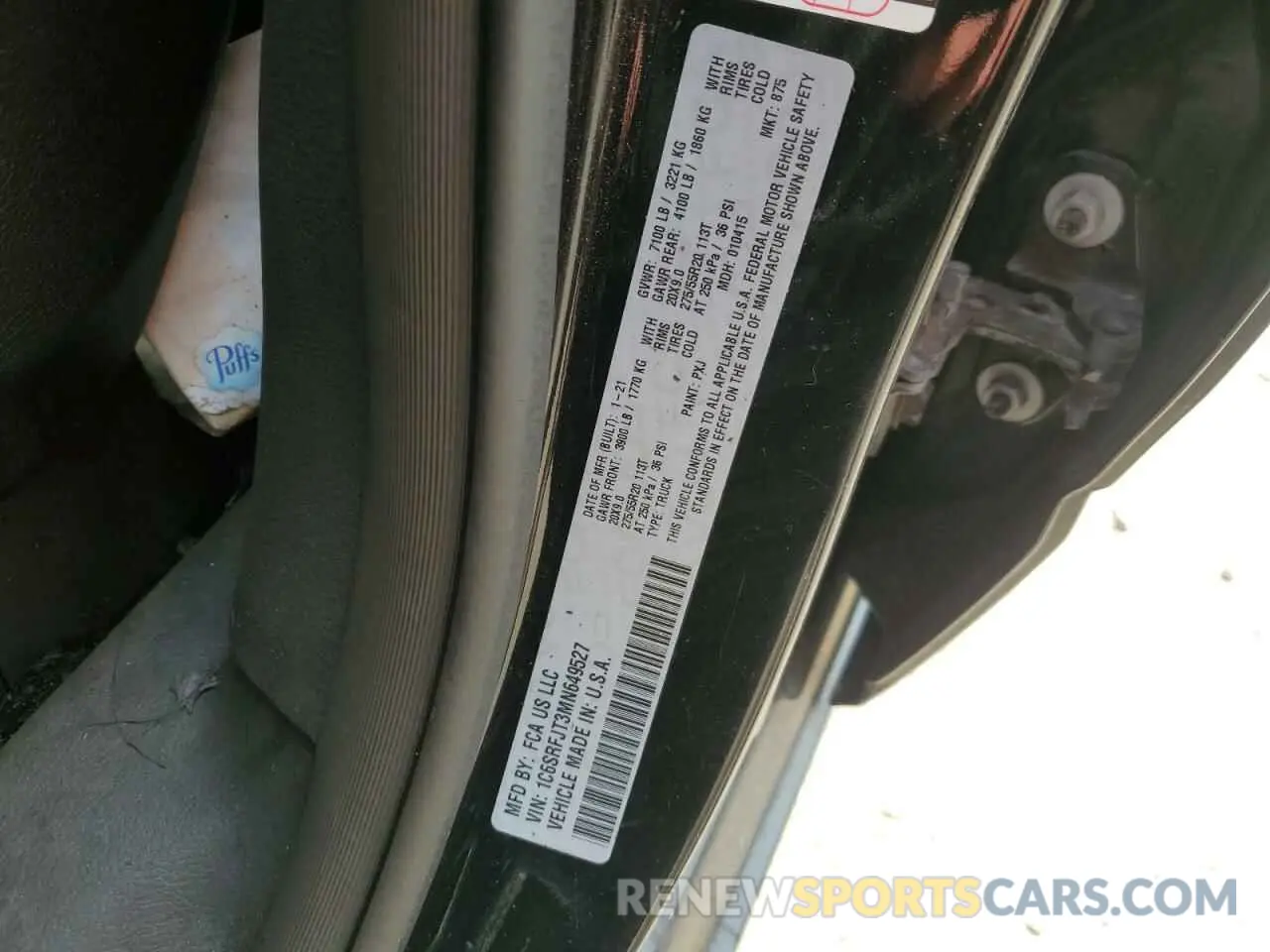 13 Photograph of a damaged car 1C6SRFJT3MN649527 RAM 1500 2021