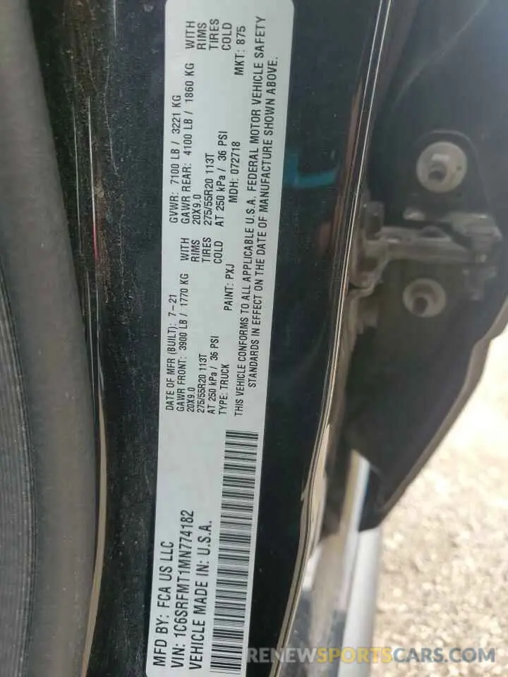 12 Photograph of a damaged car 1C6SRFMT1MN774182 RAM 1500 2021