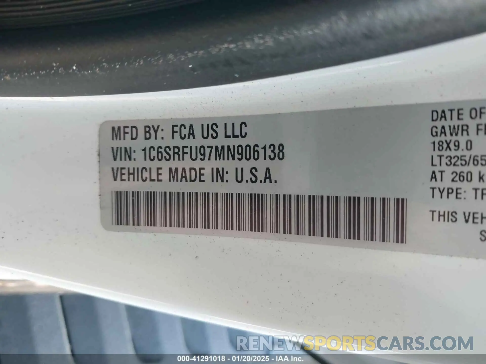 9 Photograph of a damaged car 1C6SRFU97MN906138 RAM 1500 2021