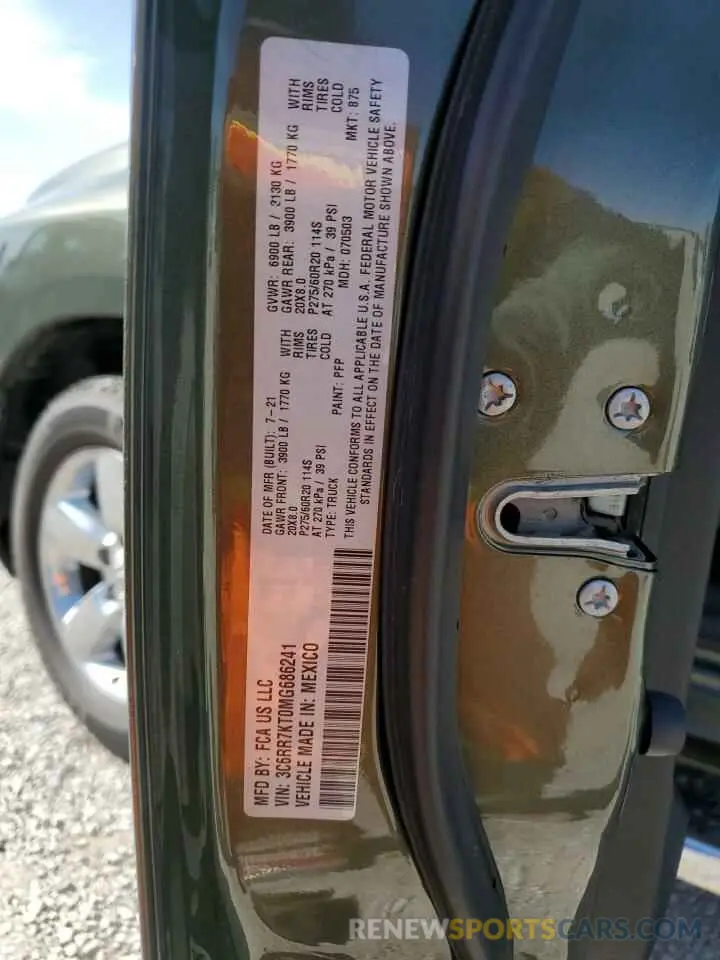 12 Photograph of a damaged car 3C6RR7KT0MG686241 RAM 1500 2021
