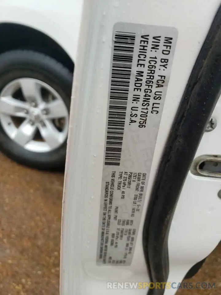 12 Photograph of a damaged car 1C6RR6FG4NS170756 RAM 1500 2022