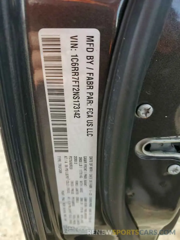 12 Photograph of a damaged car 1C6RR7FT2NS173142 RAM 1500 2022