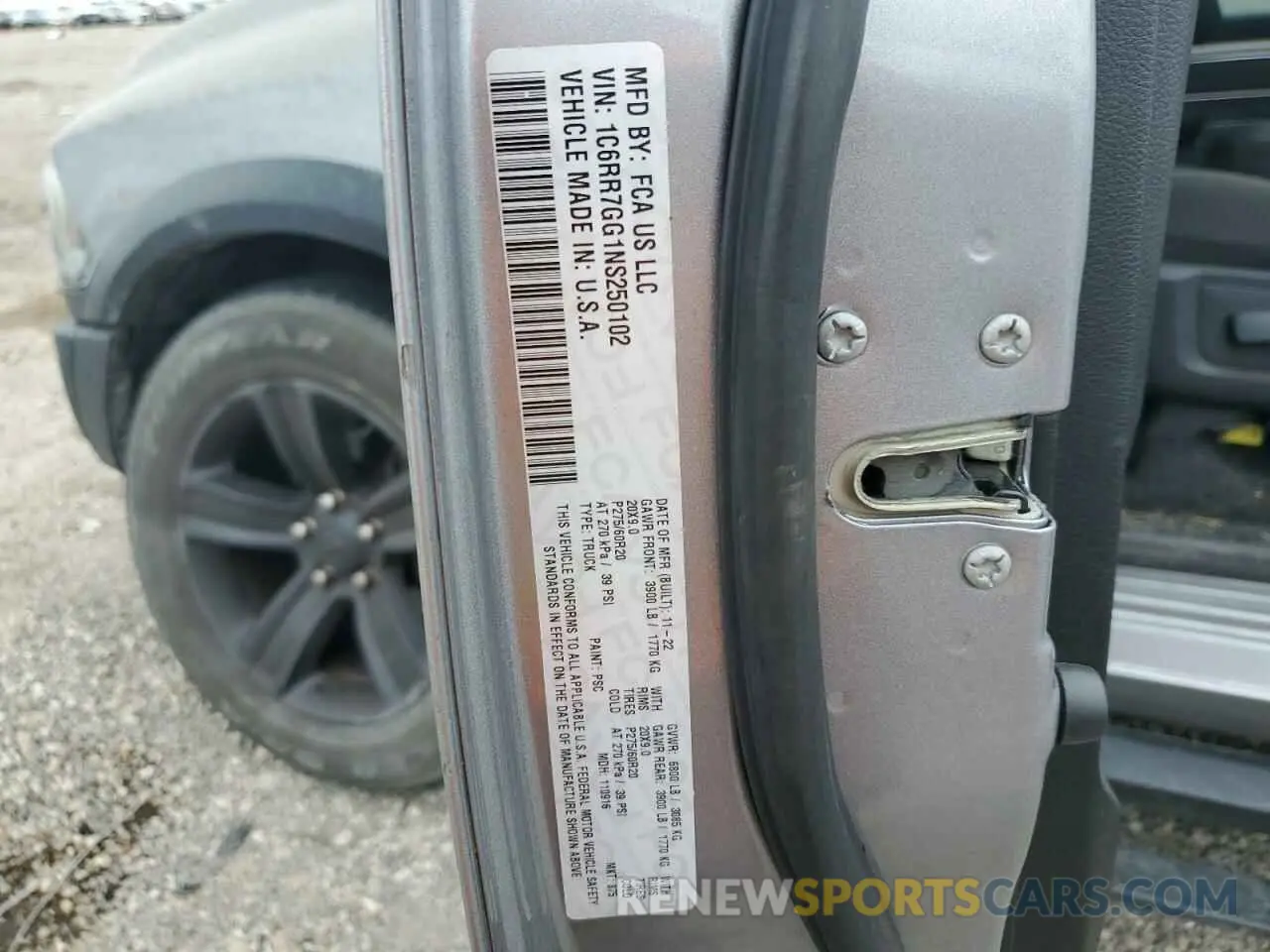 12 Photograph of a damaged car 1C6RR7GG1NS250102 RAM 1500 2022