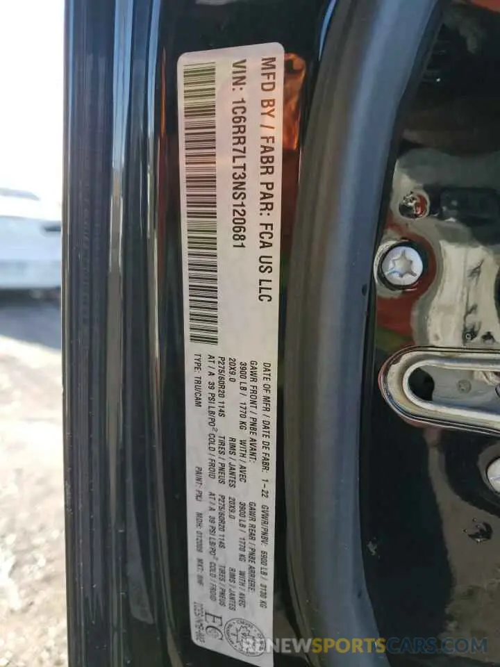 12 Photograph of a damaged car 1C6RR7LT3NS120681 RAM 1500 2022