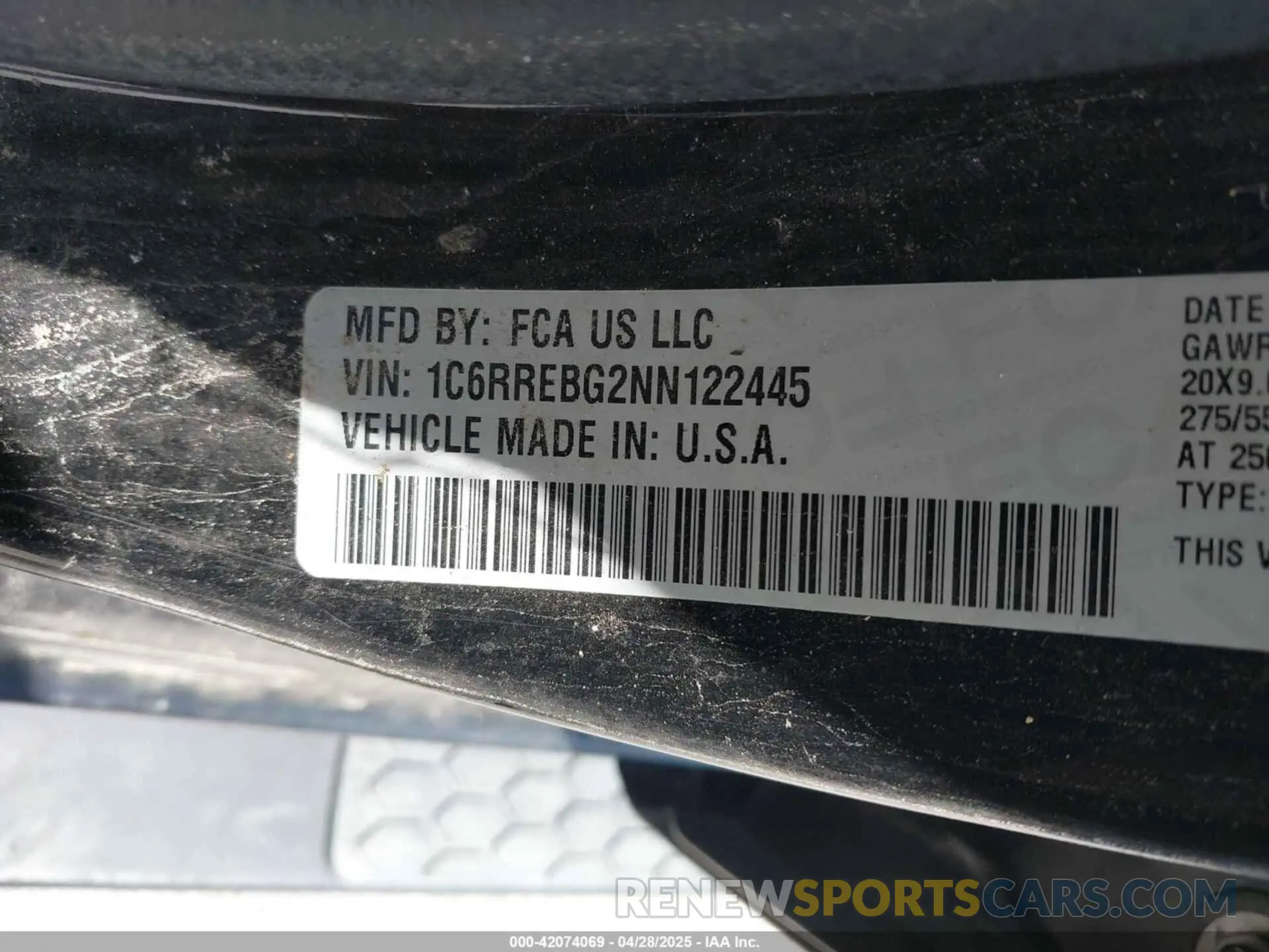 9 Photograph of a damaged car 1C6RREBG2NN122445 RAM 1500 2022