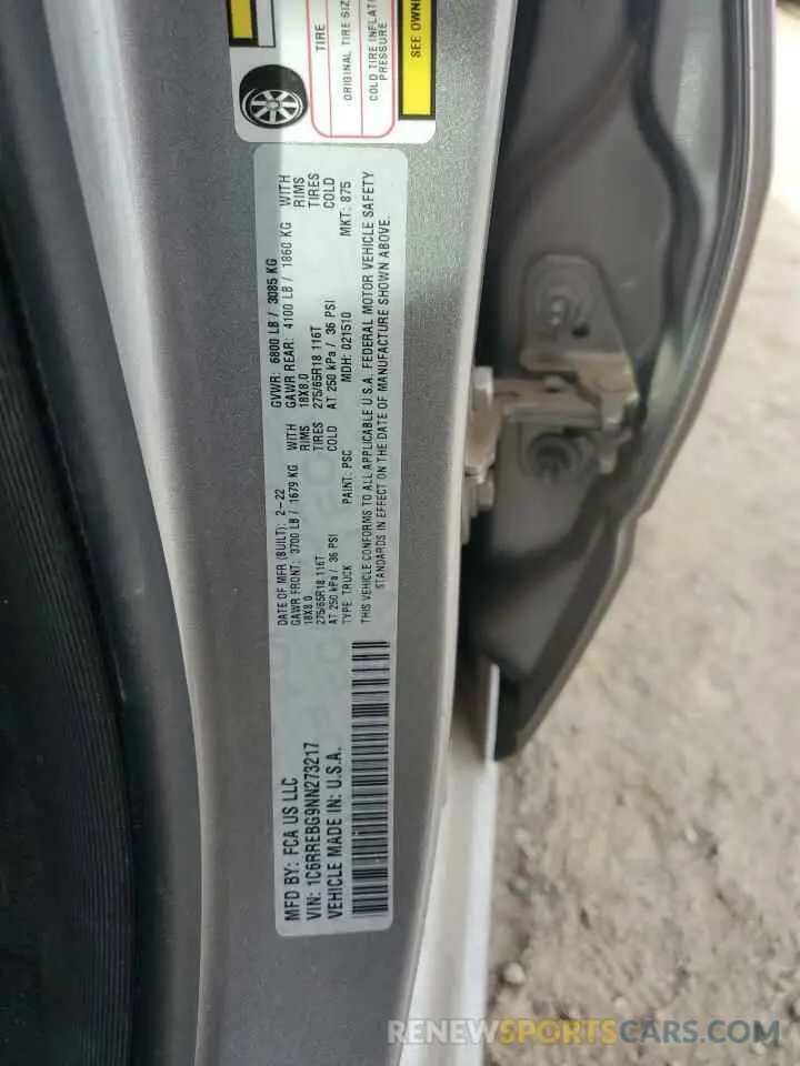 12 Photograph of a damaged car 1C6RREBG9NN273217 RAM 1500 2022