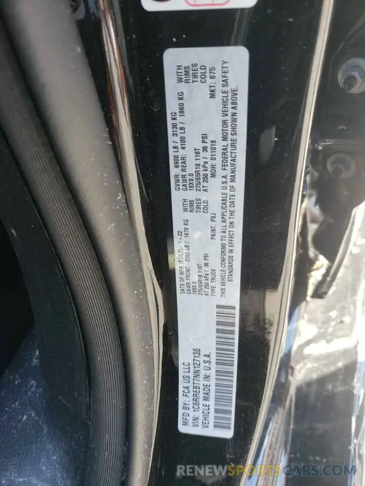 15 Photograph of a damaged car 1C6RREBT7NN127136 RAM 1500 2022