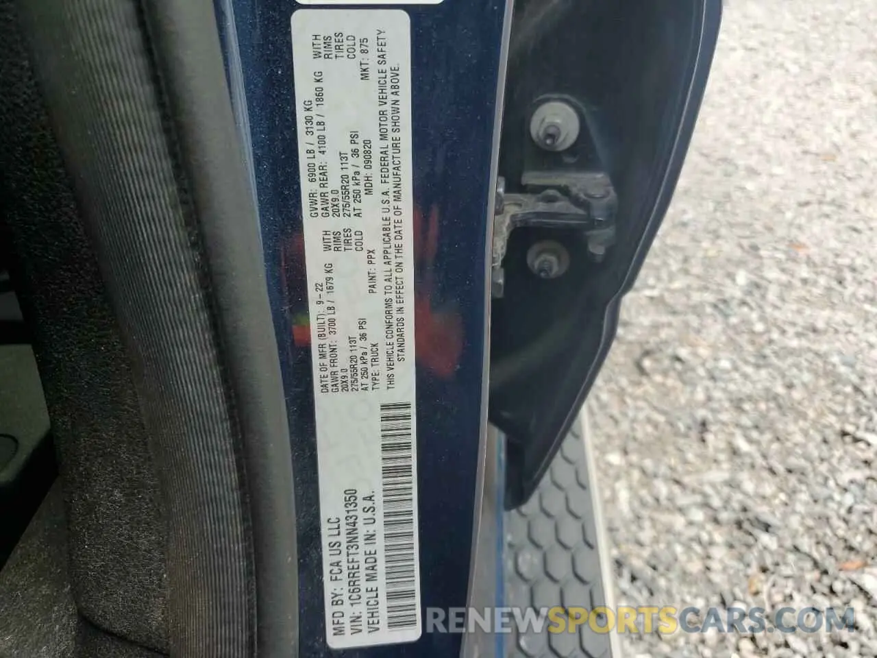 13 Photograph of a damaged car 1C6RREFT3NN431350 RAM 1500 2022