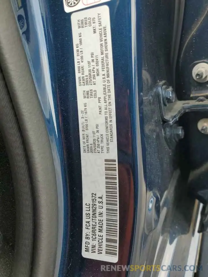 13 Photograph of a damaged car 1C6RREJT0NN291572 RAM 1500 2022