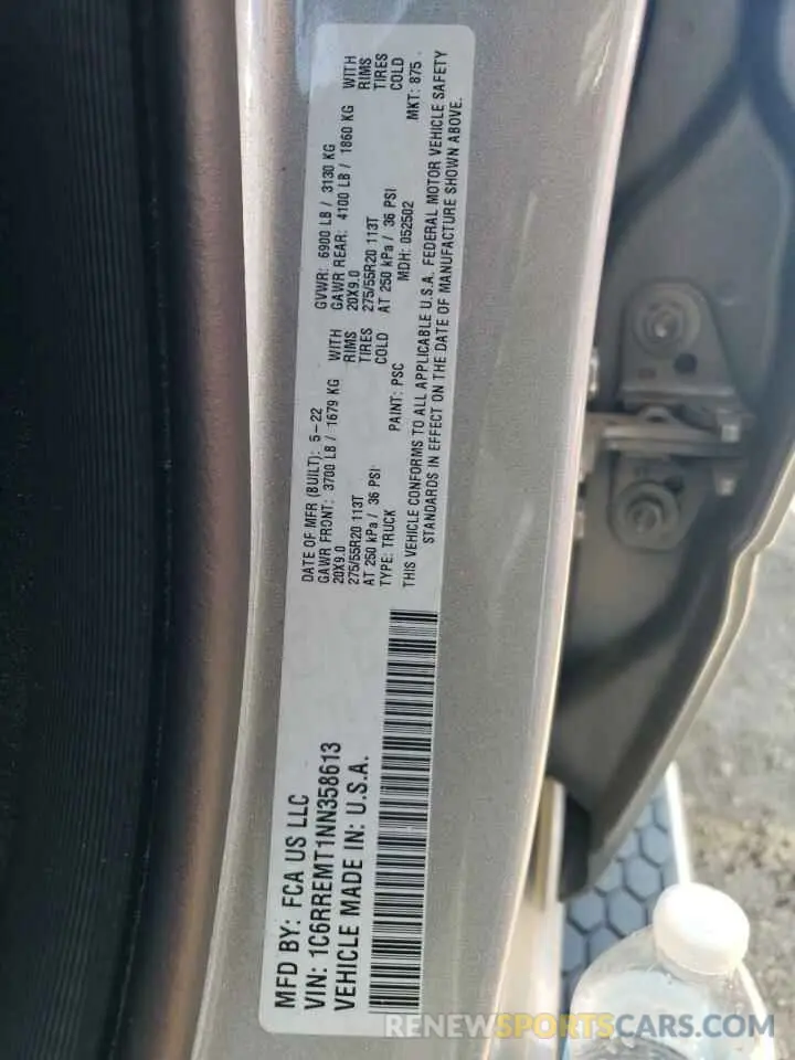 12 Photograph of a damaged car 1C6RREMT1NN358613 RAM 1500 2022