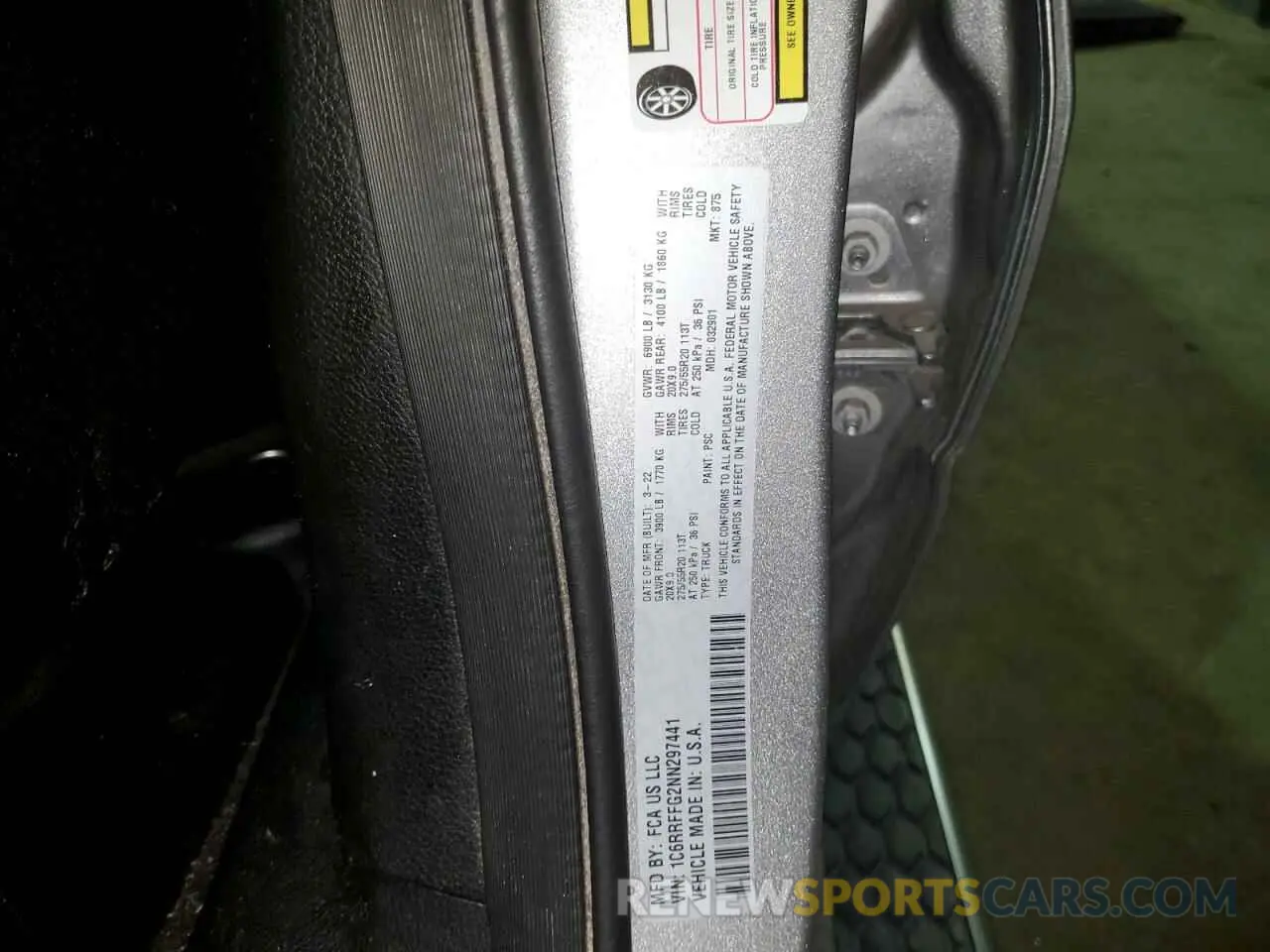12 Photograph of a damaged car 1C6RRFFG2NN297441 RAM 1500 2022