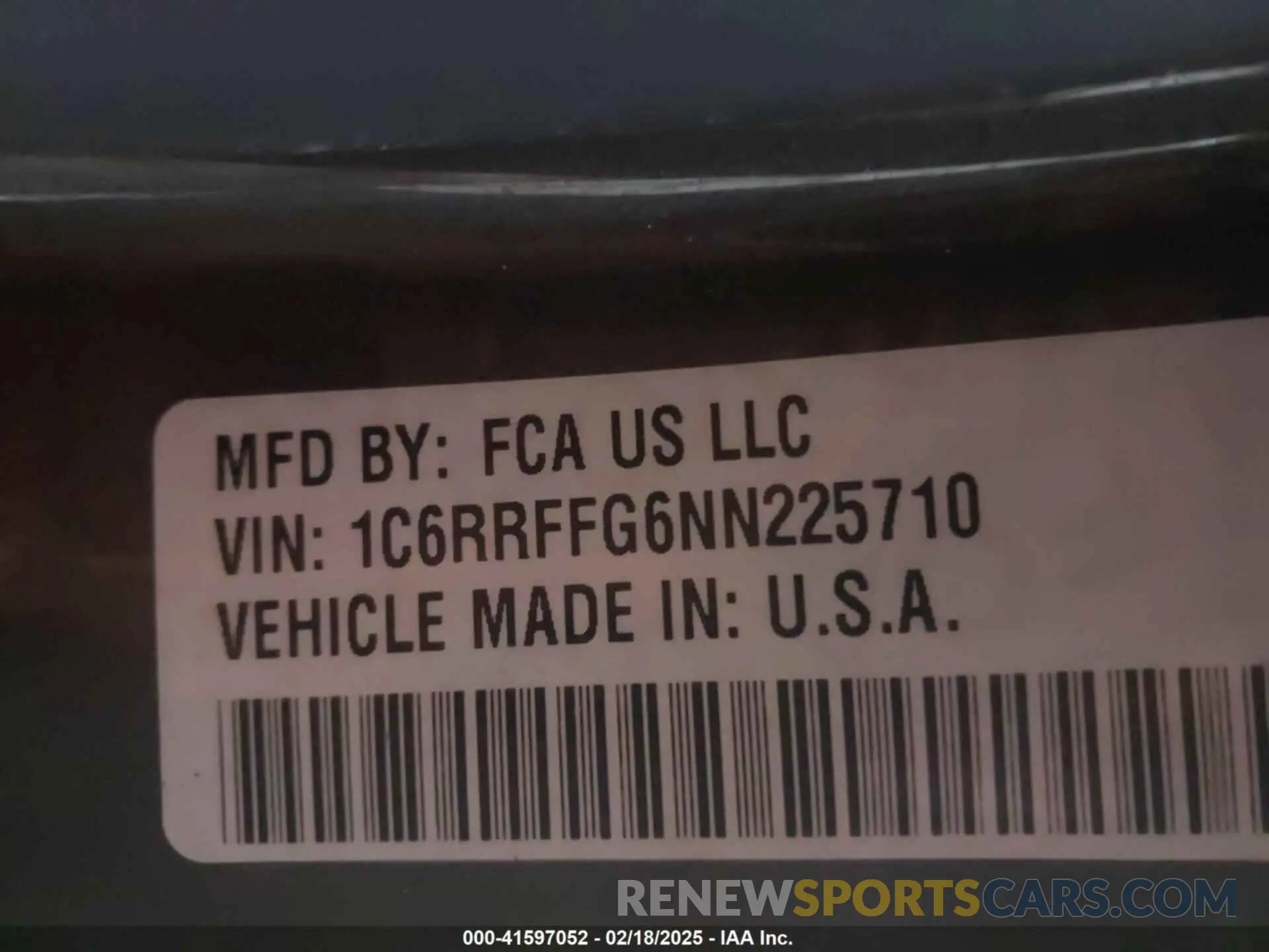 9 Photograph of a damaged car 1C6RRFFG6NN225710 RAM 1500 2022
