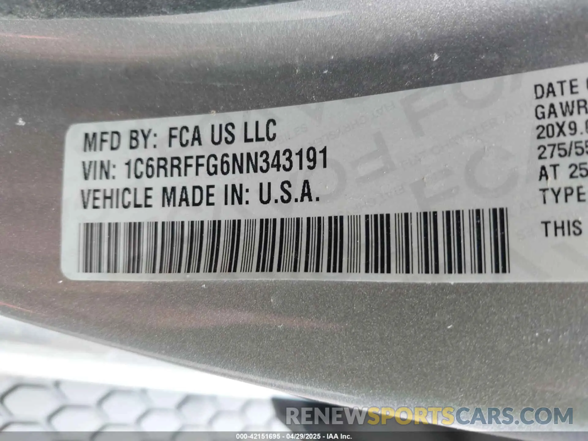 9 Photograph of a damaged car 1C6RRFFG6NN343191 RAM 1500 2022