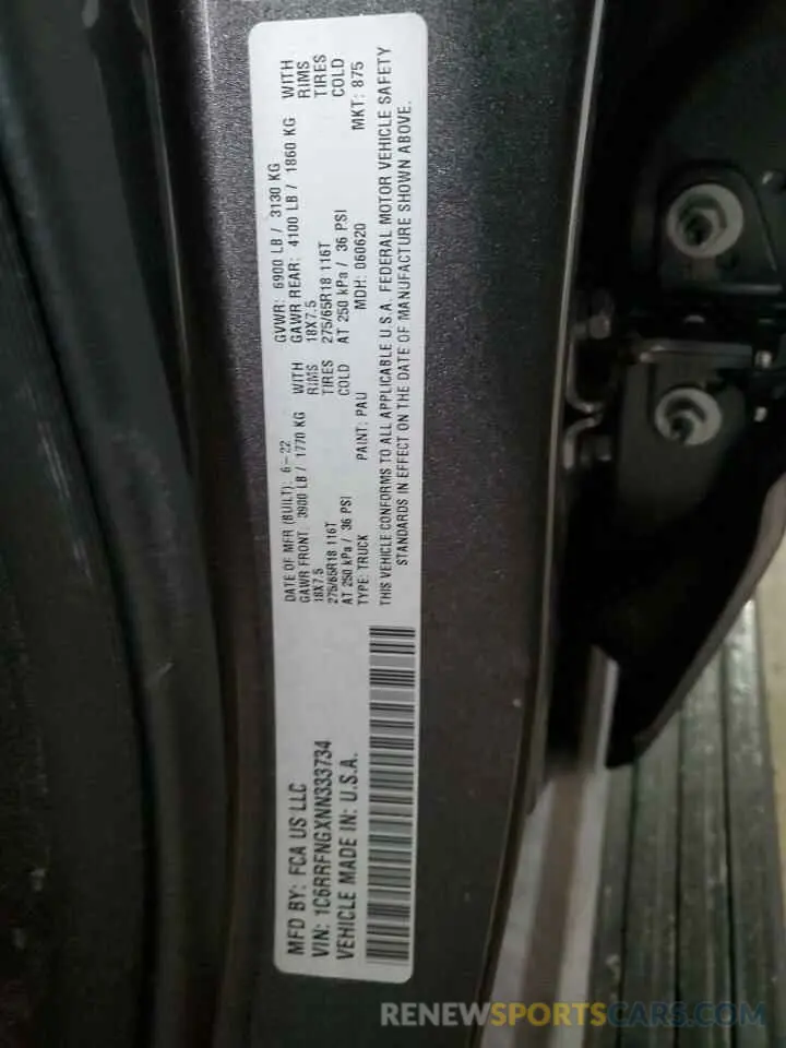 14 Photograph of a damaged car 1C6RRFNGXNN333734 RAM 1500 2022
