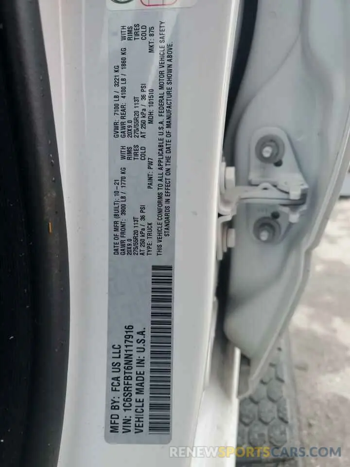 13 Photograph of a damaged car 1C6SRFBT6NN117916 RAM 1500 2022