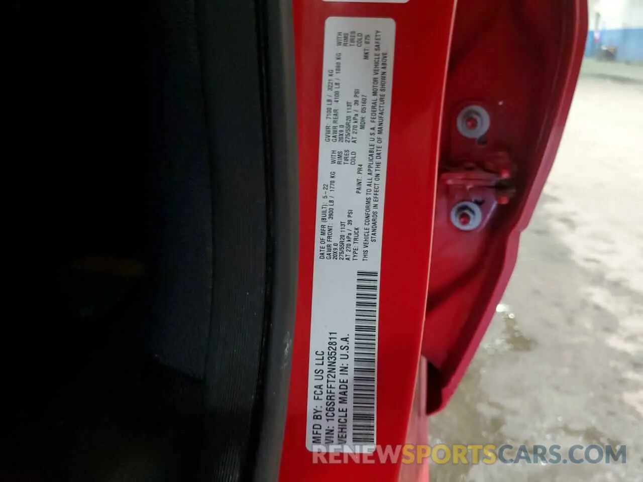 13 Photograph of a damaged car 1C6SRFFT2NN352811 RAM 1500 2022
