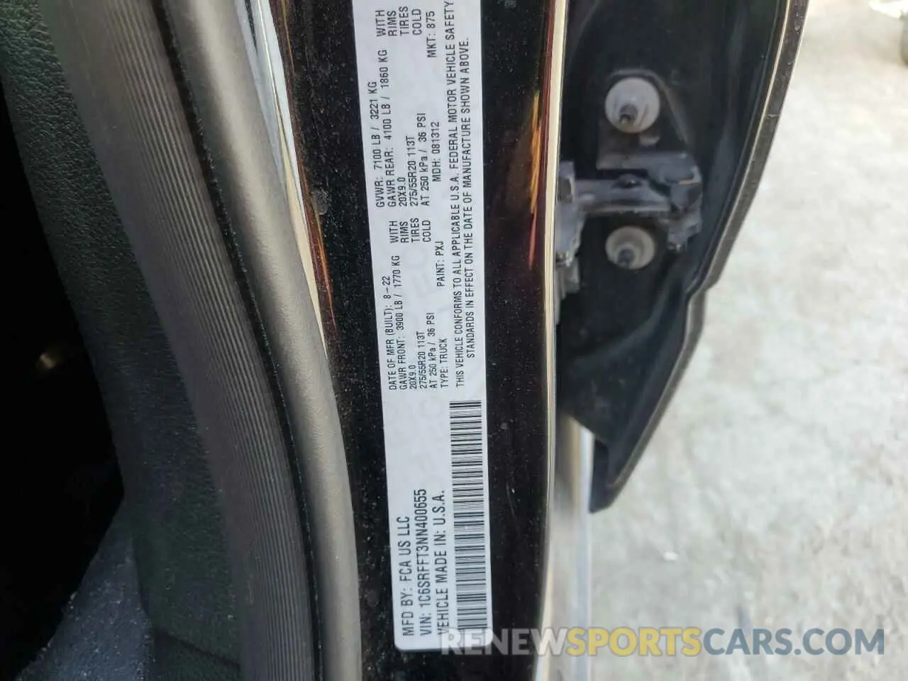 14 Photograph of a damaged car 1C6SRFFT3NN400655 RAM 1500 2022