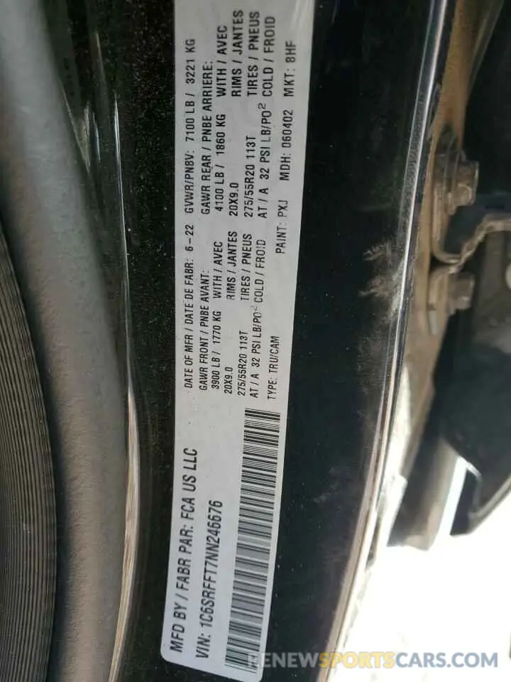 15 Photograph of a damaged car 1C6SRFFT7NN246676 RAM 1500 2022