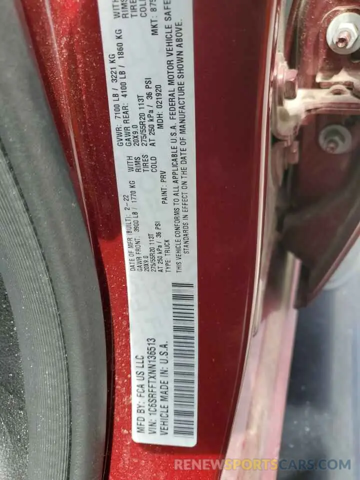 12 Photograph of a damaged car 1C6SRFFTXNN136513 RAM 1500 2022