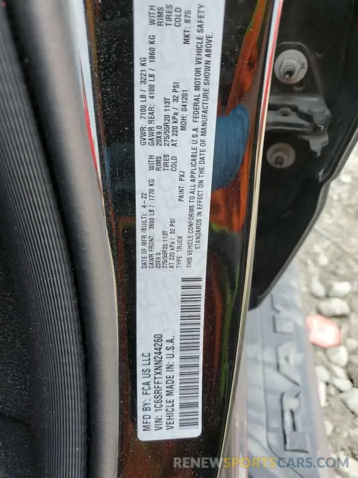 13 Photograph of a damaged car 1C6SRFFTXNN244260 RAM 1500 2022