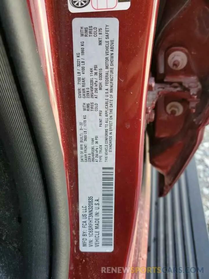 12 Photograph of a damaged car 1C6SRFHT3NN320835 RAM 1500 2022