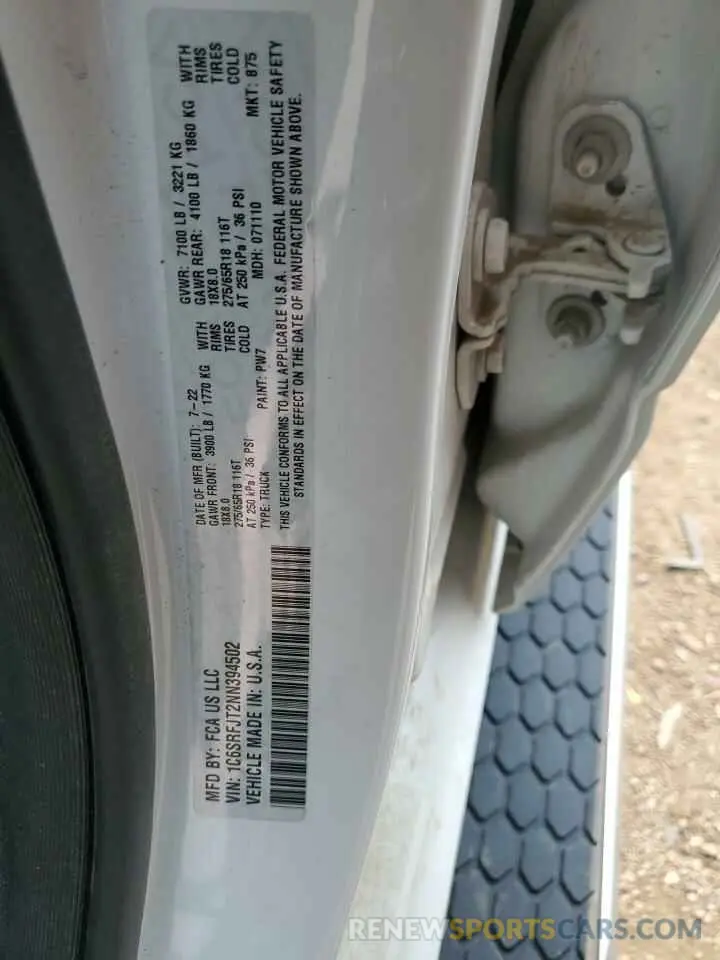 13 Photograph of a damaged car 1C6SRFJT2NN394502 RAM 1500 2022
