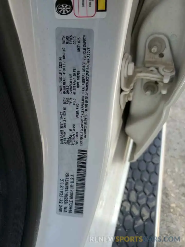 12 Photograph of a damaged car 1C6SRFJT4NN471161 RAM 1500 2022