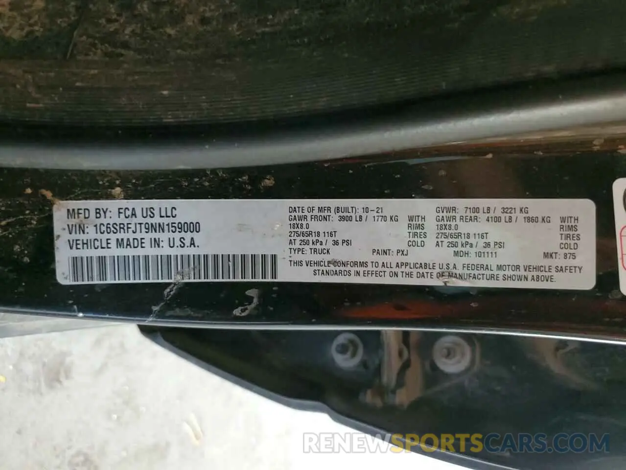 12 Photograph of a damaged car 1C6SRFJT9NN159000 RAM 1500 2022