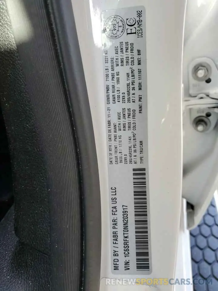 12 Photograph of a damaged car 1C6SRFKT0NN203917 RAM 1500 2022