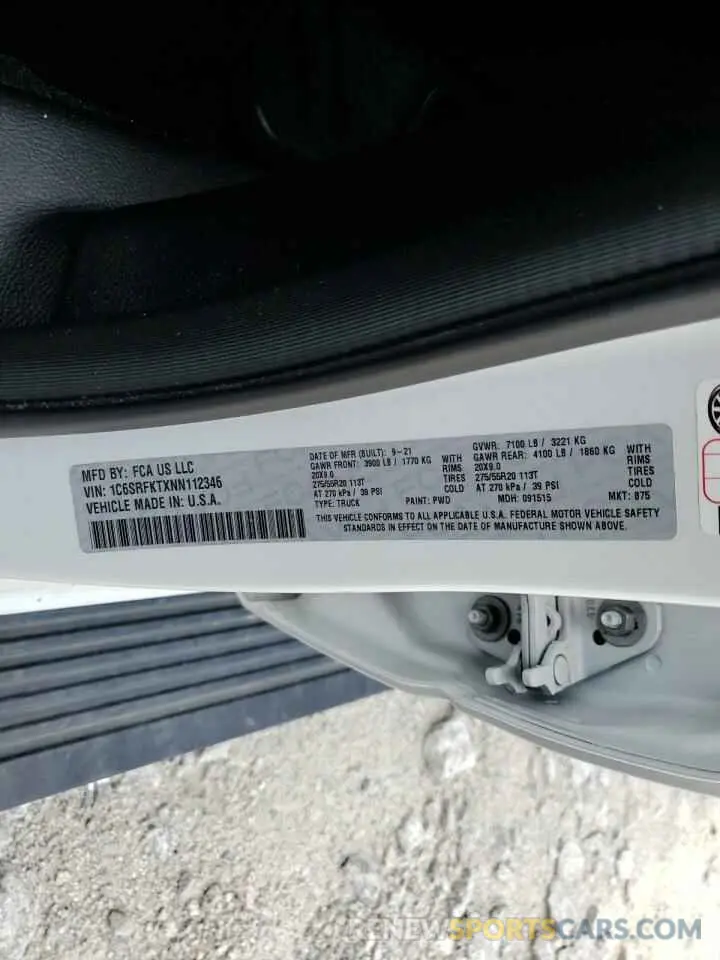 13 Photograph of a damaged car 1C6SRFKTXNN112346 RAM 1500 2022