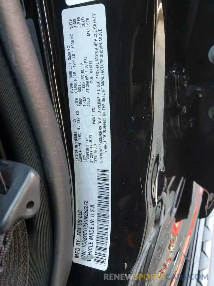 12 Photograph of a damaged car 1C6SRFU93NN252272 RAM 1500 2022