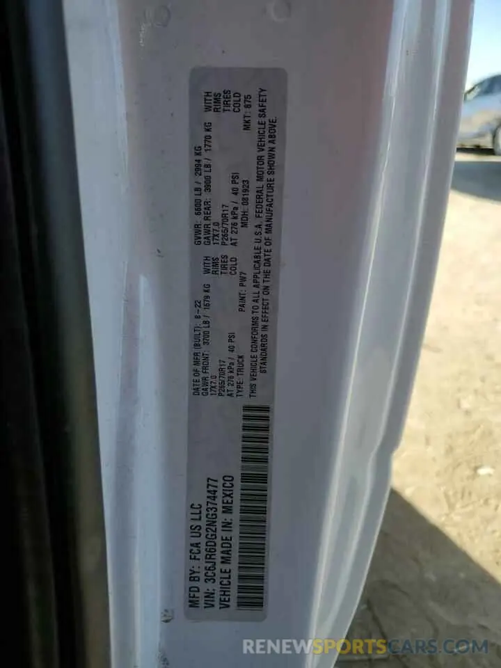 14 Photograph of a damaged car 3C6JR6DG2NG374477 RAM 1500 2022