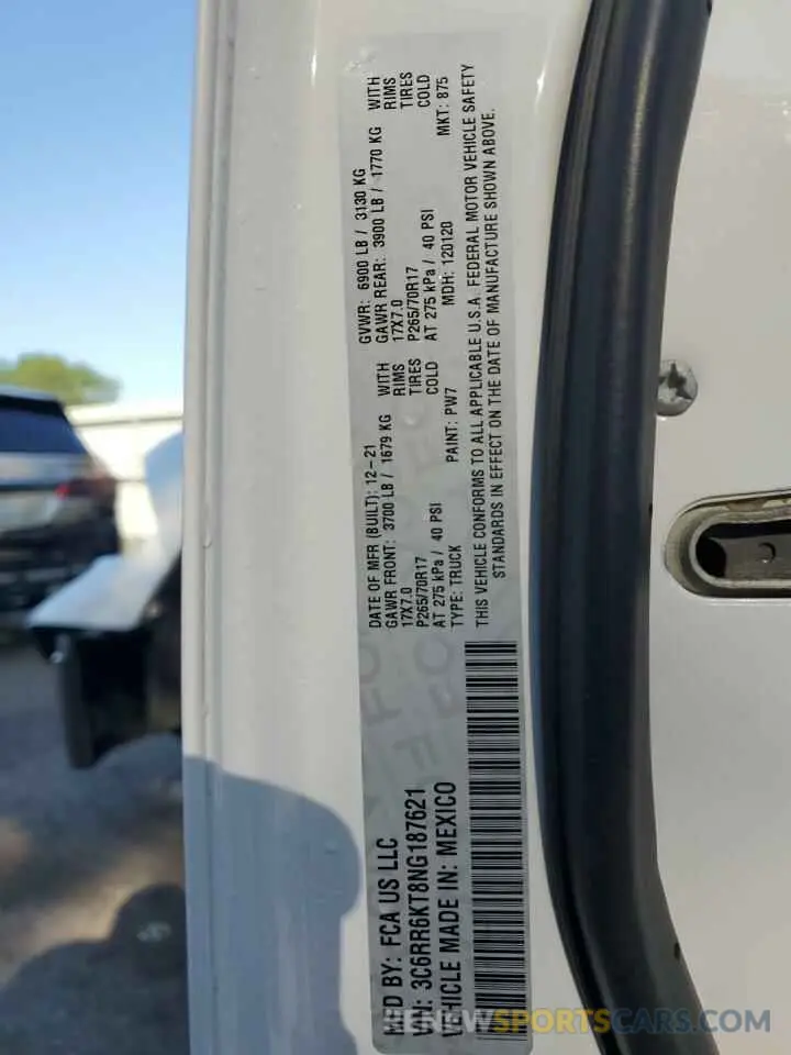 13 Photograph of a damaged car 3C6RR6KT8NG187621 RAM 1500 2022