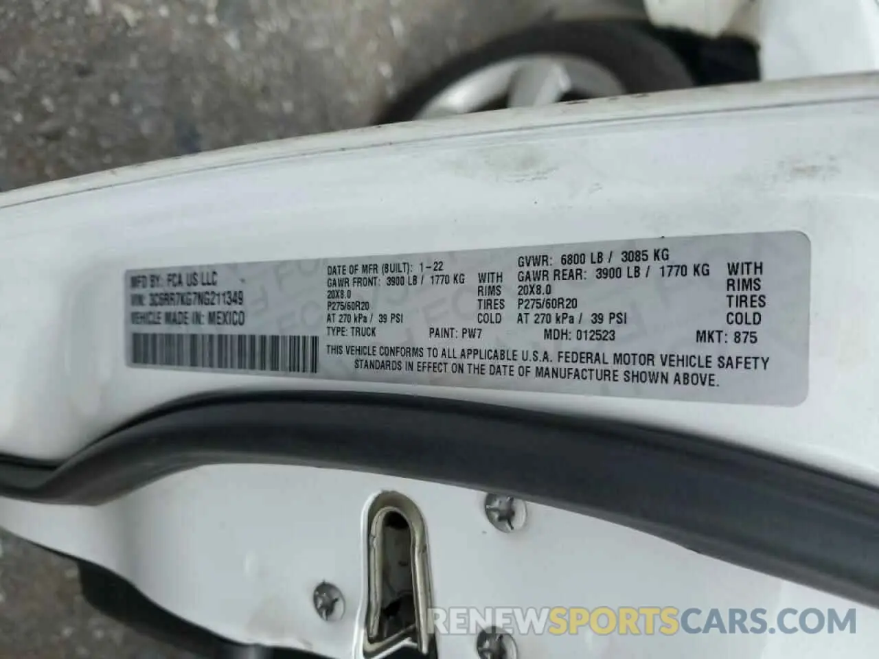 13 Photograph of a damaged car 3C6RR7KG7NG211349 RAM 1500 2022