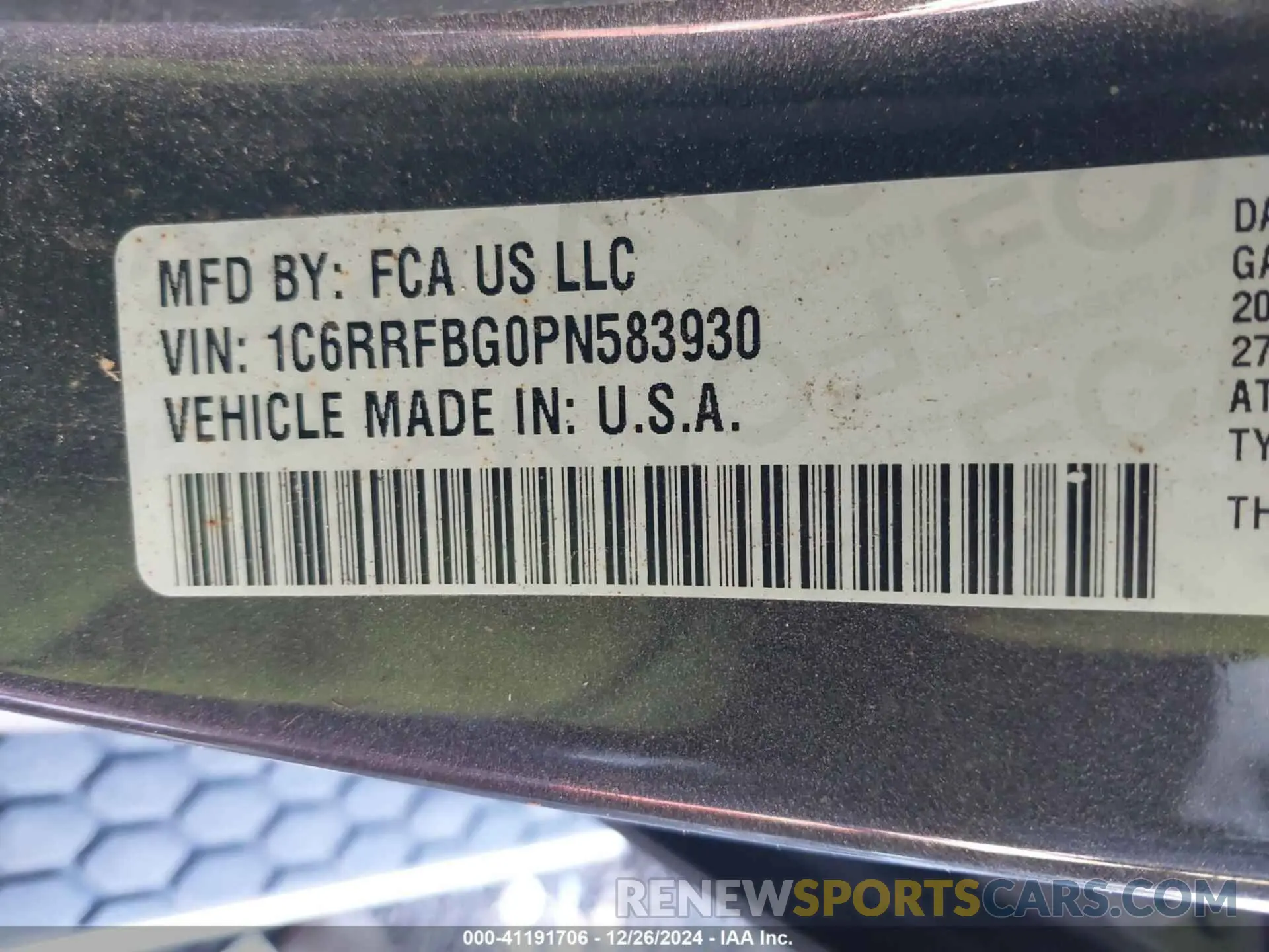 9 Photograph of a damaged car 1C6RRFBG0PN583930 RAM 1500 2023