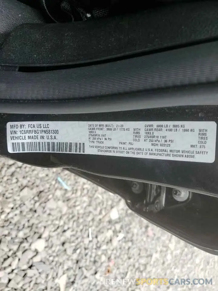 12 Photograph of a damaged car 1C6RRFBG1PN581300 RAM 1500 2023