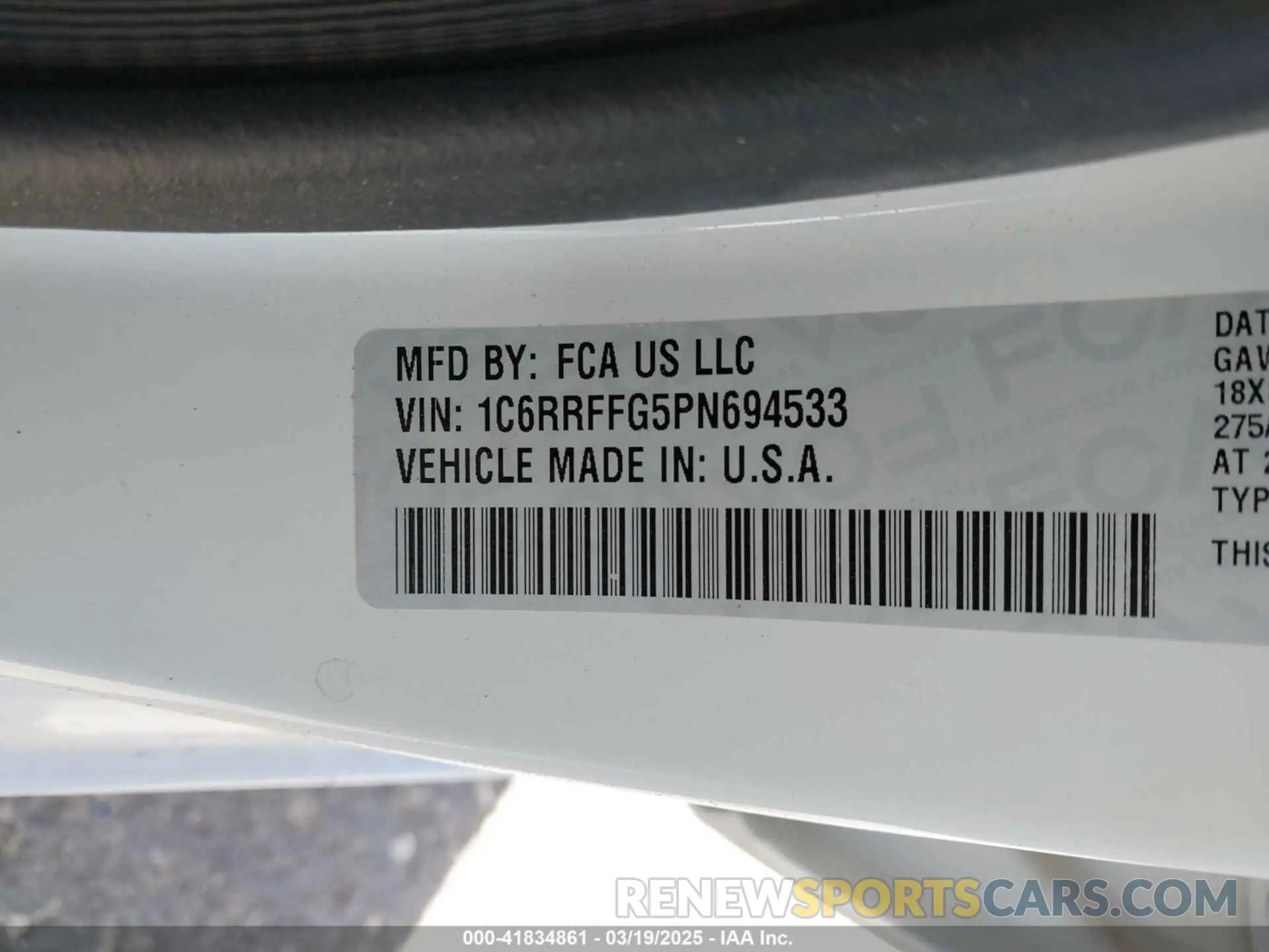 9 Photograph of a damaged car 1C6RRFFG5PN694533 RAM 1500 2023