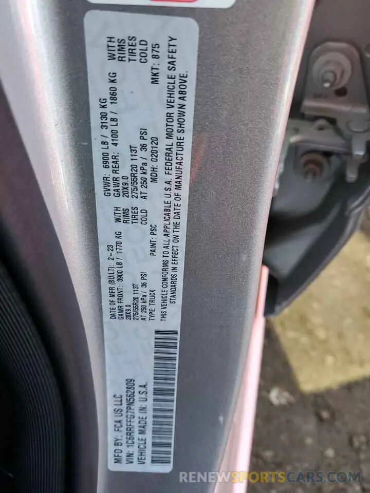 13 Photograph of a damaged car 1C6RRFFG7PN562809 RAM 1500 2023
