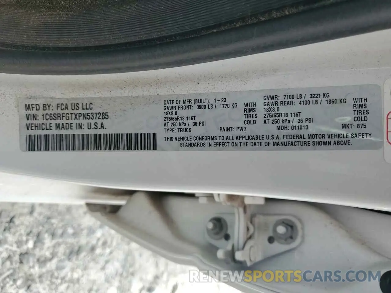 12 Photograph of a damaged car 1C6SRFGTXPN537285 RAM 1500 2023
