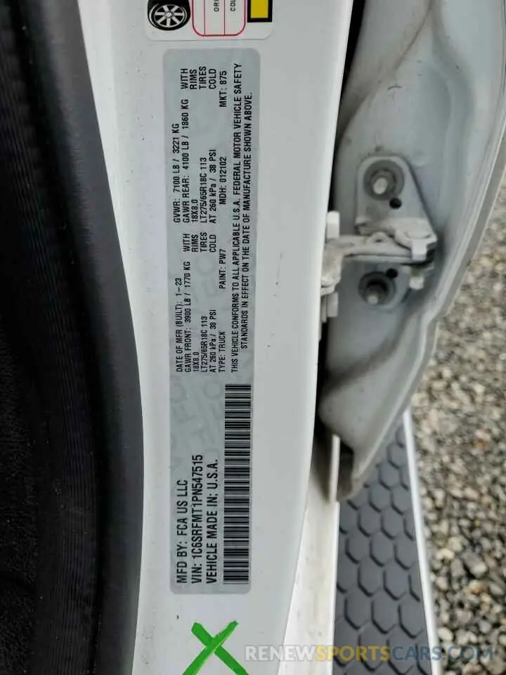 12 Photograph of a damaged car 1C6SRFMT1PN547515 RAM 1500 2023