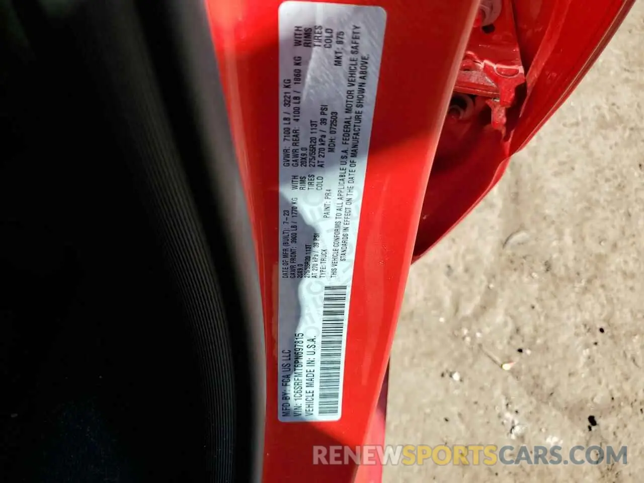 12 Photograph of a damaged car 1C6SRFMT6PN697815 RAM 1500 2023
