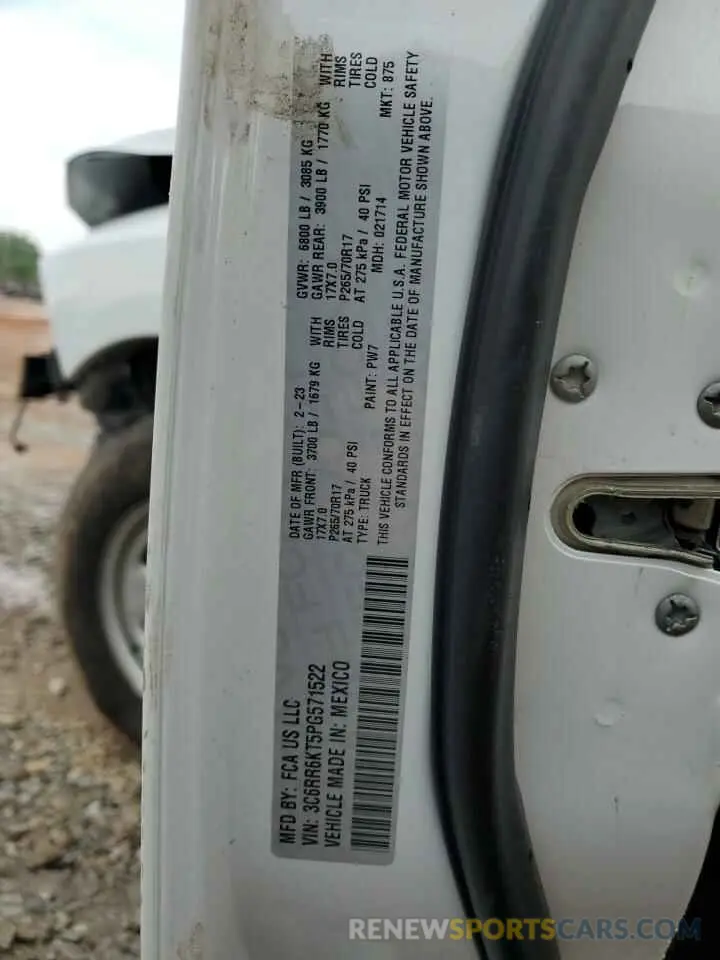 13 Photograph of a damaged car 3C6RR6KT5PG571522 RAM 1500 2023