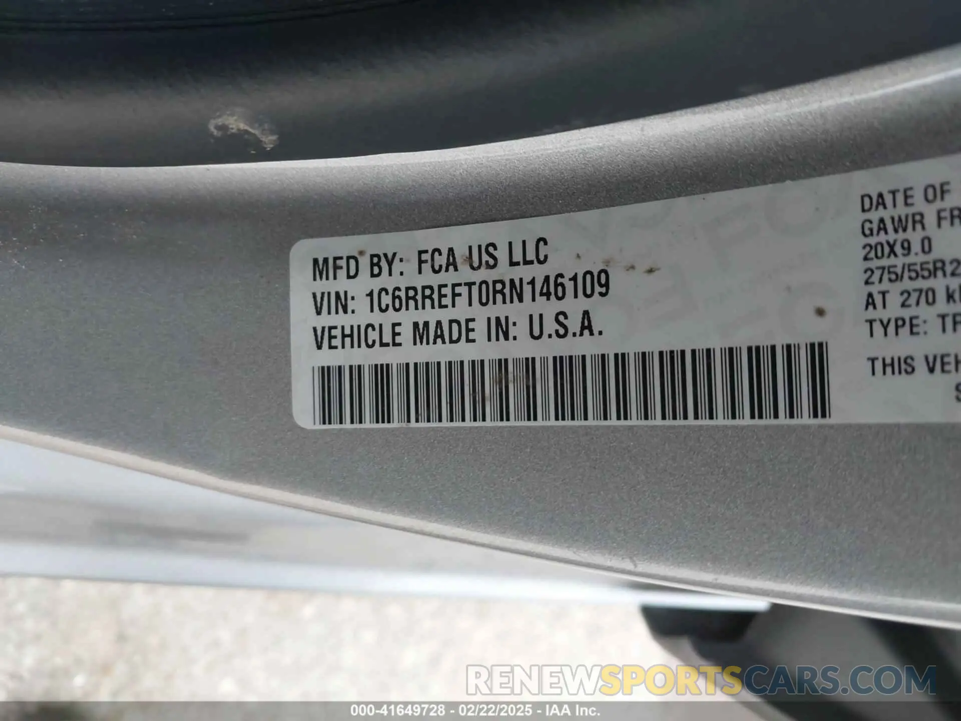 9 Photograph of a damaged car 1C6RREFT0RN146109 RAM 1500 2024