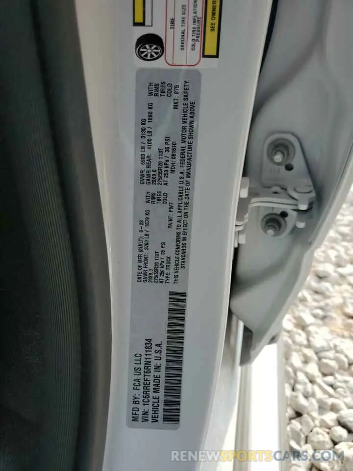 13 Photograph of a damaged car 1C6RREFT6RN111834 RAM 1500 2024