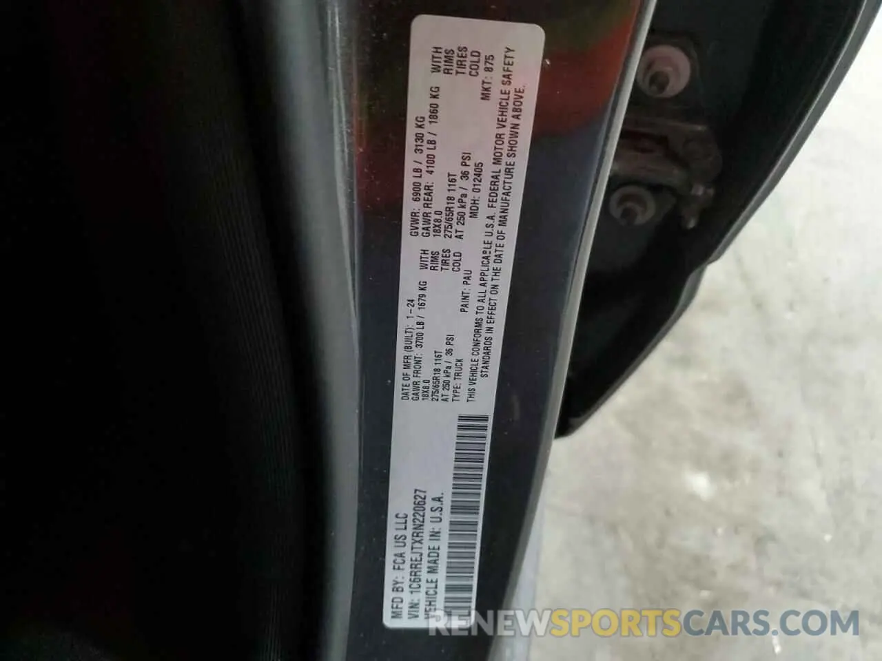 12 Photograph of a damaged car 1C6RREJTXRN220627 RAM 1500 2024