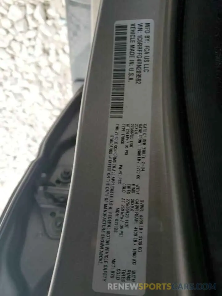 12 Photograph of a damaged car 1C6RRFFG4RN209592 RAM 1500 2024