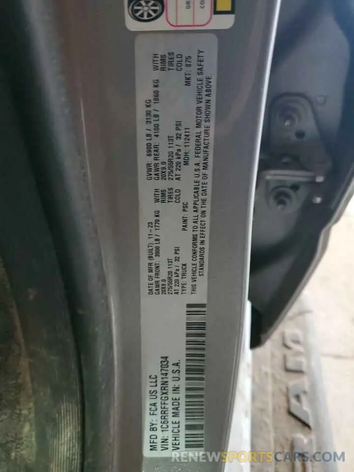 12 Photograph of a damaged car 1C6RRFFGXRN147034 RAM 1500 2024