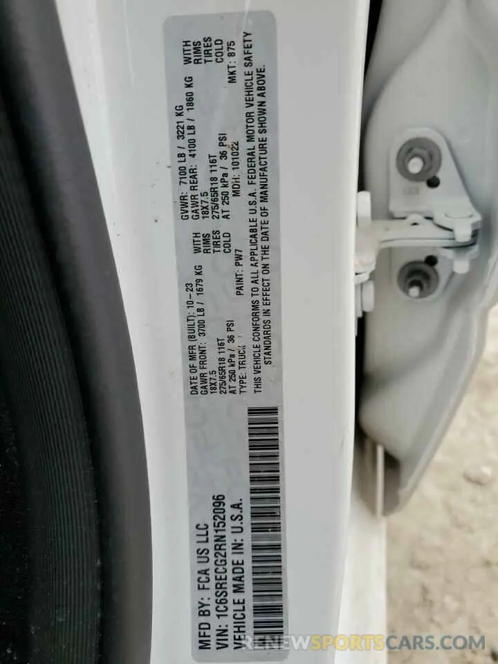 12 Photograph of a damaged car 1C6SRECG2RN152096 RAM 1500 2024