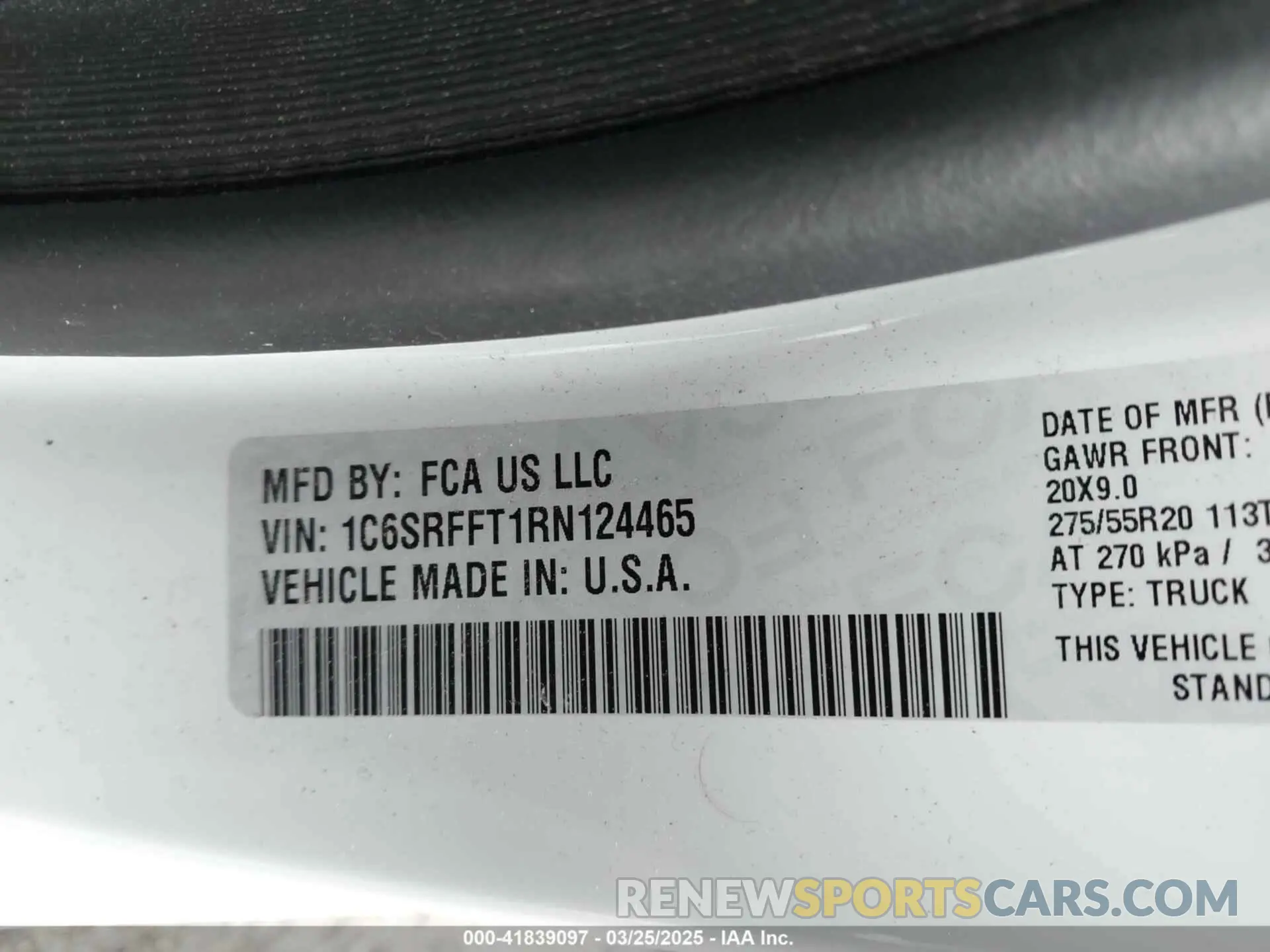 9 Photograph of a damaged car 1C6SRFFT1RN124465 RAM 1500 2024