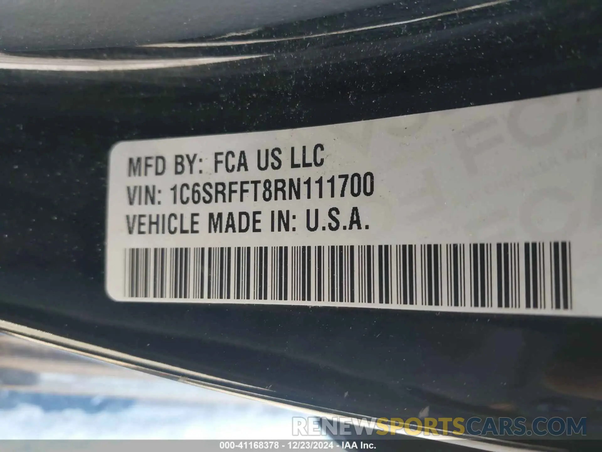 9 Photograph of a damaged car 1C6SRFFT8RN111700 RAM 1500 2024